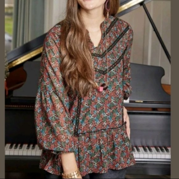 Matilda Jane Red Floral Carol Peasant Tunic XS - Picture 1 of 7